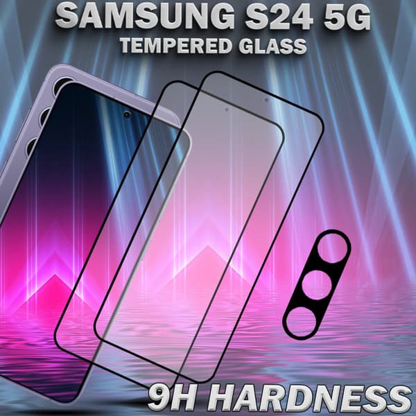 2-Pack SAMSUNG S24 5G Skärmskydd & 1-Pack linsskydd - Härdat Glas 9H - Super kvalitet 3D
