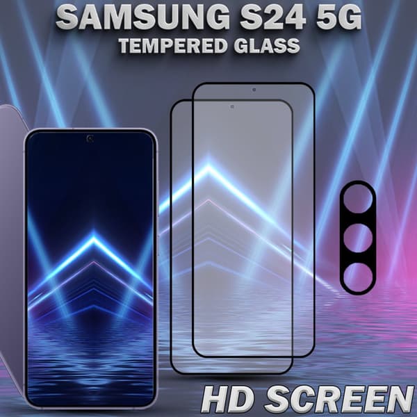 2-Pack SAMSUNG S24 5G Skärmskydd & 1-Pack linsskydd - Härdat Glas 9H - Super kvalitet 3D