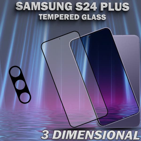 1-Pack SAMSUNG S24 PLUS Skärmskydd & 1-Pack linsskydd - Härdat Glas 9H - Super kvalitet 3D