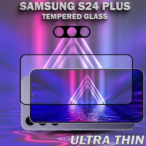 1-Pack SAMSUNG S24 PLUS Skärmskydd & 1-Pack linsskydd - Härdat Glas 9H - Super kvalitet 3D