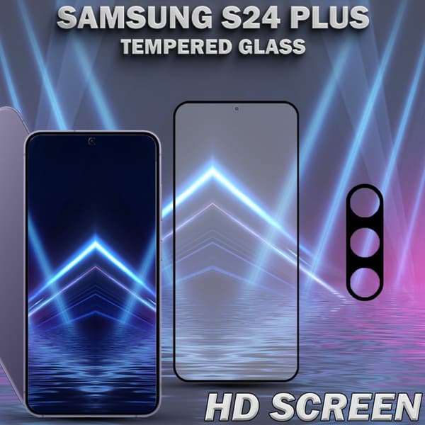 1-Pack SAMSUNG S24 PLUS Skärmskydd & 1-Pack linsskydd - Härdat Glas 9H - Super kvalitet 3D