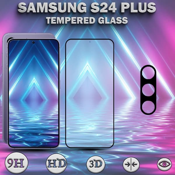 1-Pack SAMSUNG S24 PLUS Skärmskydd & 1-Pack linsskydd - Härdat Glas 9H - Super kvalitet 3D