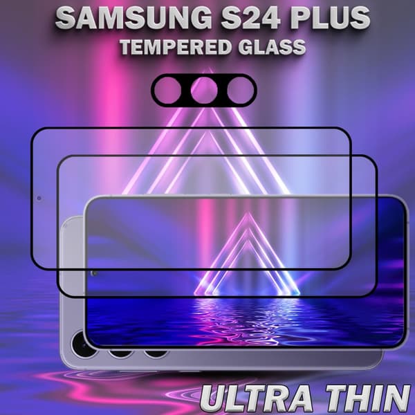 2-Pack SAMSUNG S24 PLUS Skärmskydd & 1-Pack linsskydd - Härdat Glas 9H - Super kvalitet 3D