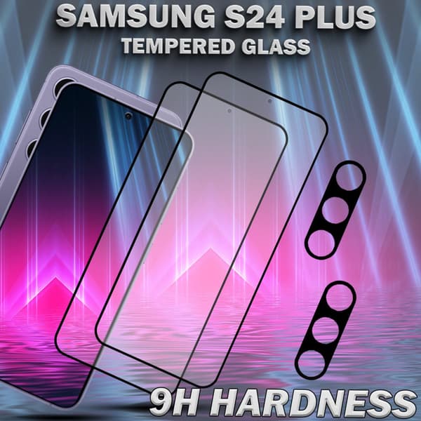 2-Pack SAMSUNG S24 PLUS Skärmskydd & 2-Pack linsskydd - Härdat Glas 9H - Super kvalitet 3D