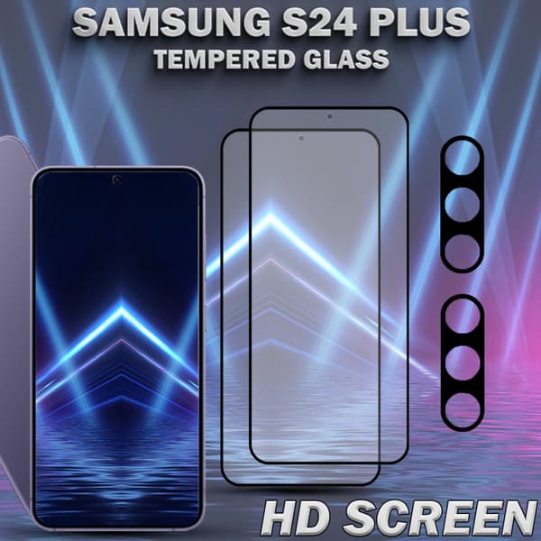 2-Pack SAMSUNG S24 PLUS Skärmskydd & 2-Pack linsskydd - Härdat Glas 9H - Super kvalitet 3D