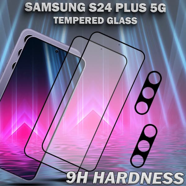 2-Pack SAMSUNG S24 PLUS 5G Skärmskydd & 2-Pack linsskydd - Härdat Glas 9H - Super kvalitet 3D