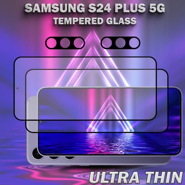 2-Pack SAMSUNG S24 PLUS 5G Skärmskydd & 2-Pack linsskydd - Härdat Glas 9H - Super kvalitet 3D