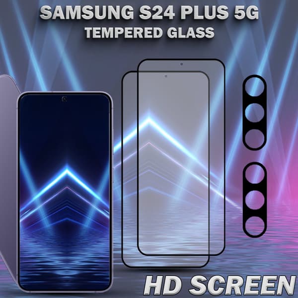 2-Pack SAMSUNG S24 PLUS 5G Skärmskydd & 2-Pack linsskydd - Härdat Glas 9H - Super kvalitet 3D