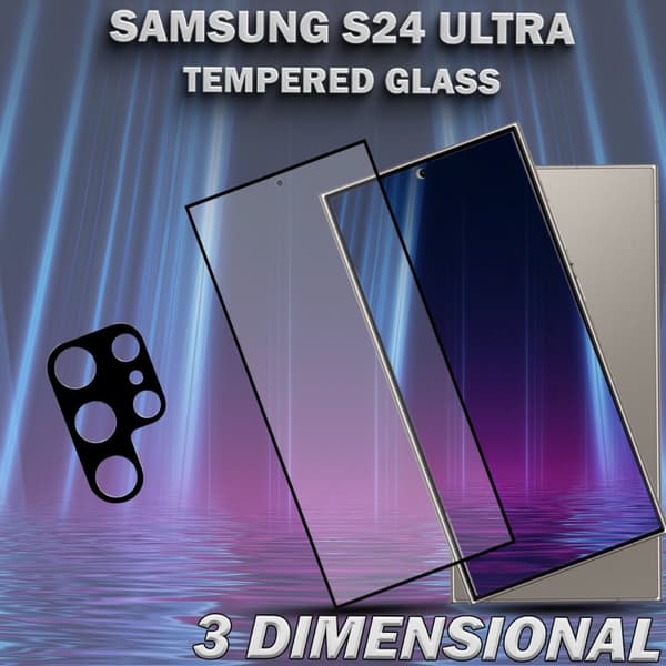 1-Pack SAMSUNG S24 ULTRA Skärmskydd & 1-Pack linsskydd - Härdat Glas 9H - Super kvalitet 3D