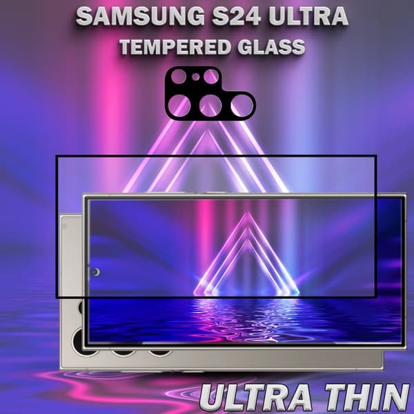 1-Pack SAMSUNG S24 ULTRA Skärmskydd & 1-Pack linsskydd - Härdat Glas 9H - Super kvalitet 3D