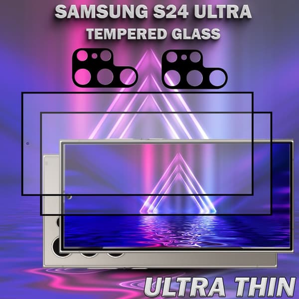 2-Pack SAMSUNG S24 ULTRA Skärmskydd & 2-Pack linsskydd - Härdat Glas 9H - Super kvalitet 3D