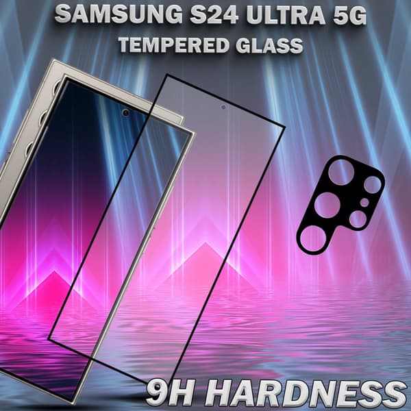 1-Pack SAMSUNG S24 ULTRA 5G Skärmskydd & 1-Pack linsskydd - Härdat Glas 9H - Super kvalitet 3D