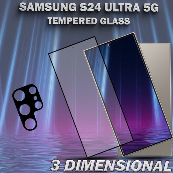 1-Pack SAMSUNG S24 ULTRA 5G Skärmskydd & 1-Pack linsskydd - Härdat Glas 9H - Super kvalitet 3D