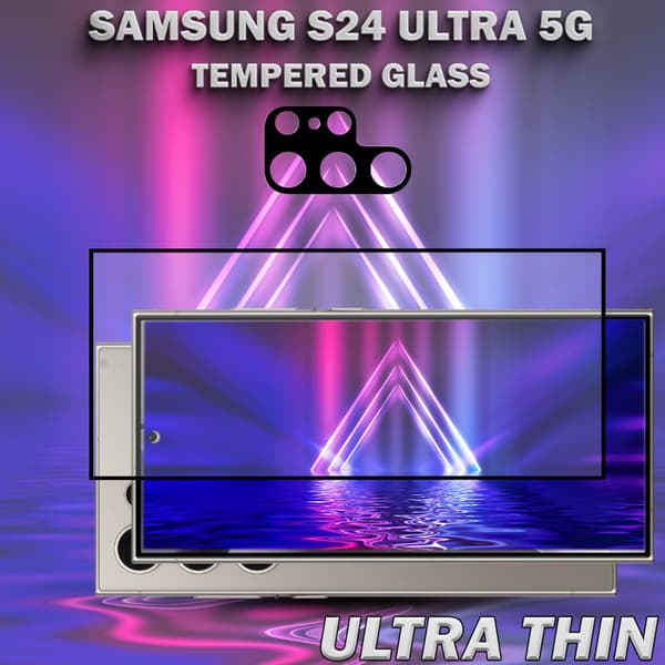 1-Pack SAMSUNG S24 ULTRA 5G Skärmskydd & 1-Pack linsskydd - Härdat Glas 9H - Super kvalitet 3D