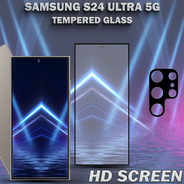1-Pack SAMSUNG S24 ULTRA 5G Skärmskydd & 1-Pack linsskydd - Härdat Glas 9H - Super kvalitet 3D