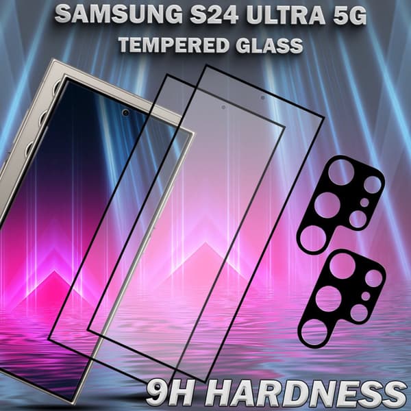 2-Pack SAMSUNG S24 ULTRA 5G Skärmskydd & 2-Pack linsskydd - Härdat Glas 9H - Super kvalitet 3D