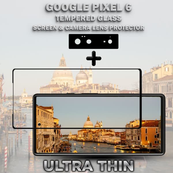1-Pack GOOGLE PIXEL 6 Skärmskydd & 1-Pack linsskydd - Härdat Glas 9H - Super kvalitet 3D
