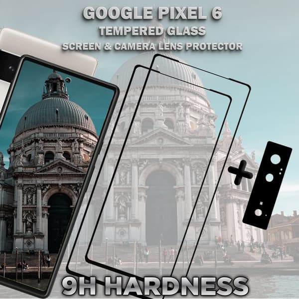 2-Pack GOOGLE PIXEL 6 Skärmskydd & 1-Pack linsskydd - Härdat Glas 9H - Super kvalitet 3D