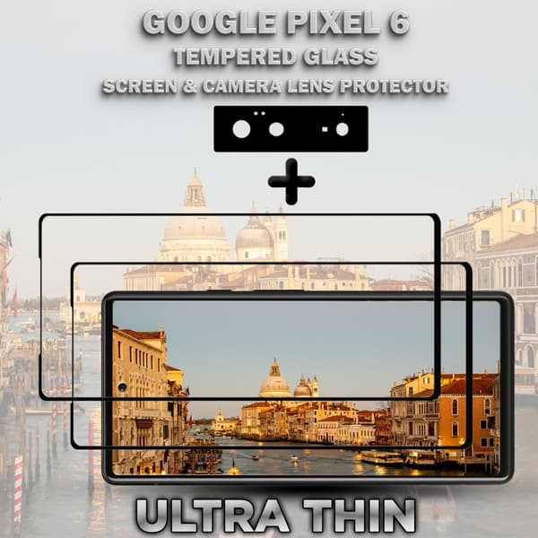 2-Pack GOOGLE PIXEL 6 Skärmskydd & 1-Pack linsskydd - Härdat Glas 9H - Super kvalitet 3D
