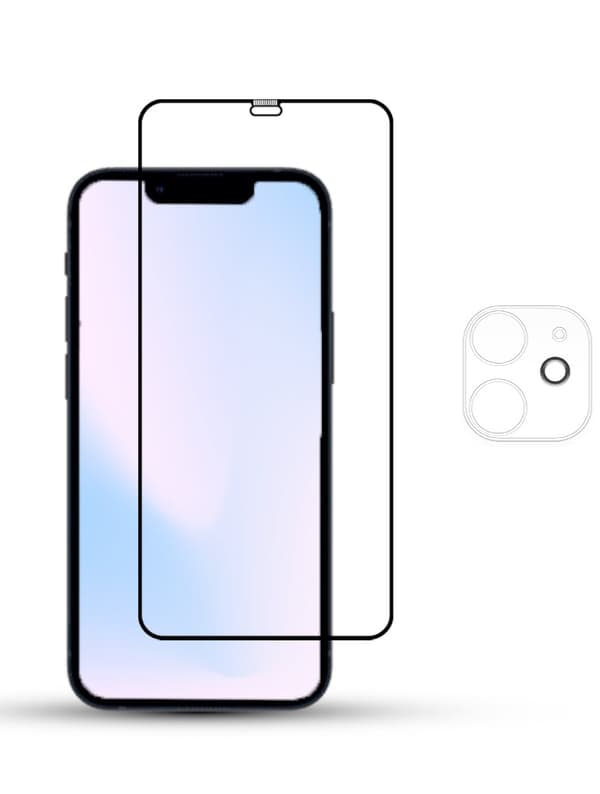 1-Pack IPHONE 12 SCREEN & 1 LENS Skärmskydd - Härdat Glas 9H - Super kvalitet 3D