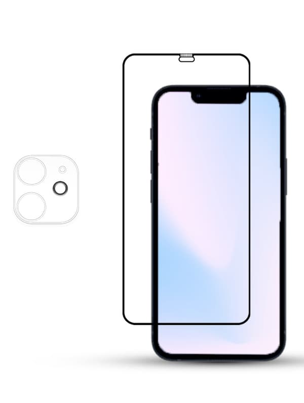 1-Pack IPHONE 12 SCREEN & 1 LENS Skärmskydd - Härdat Glas 9H - Super kvalitet 3D