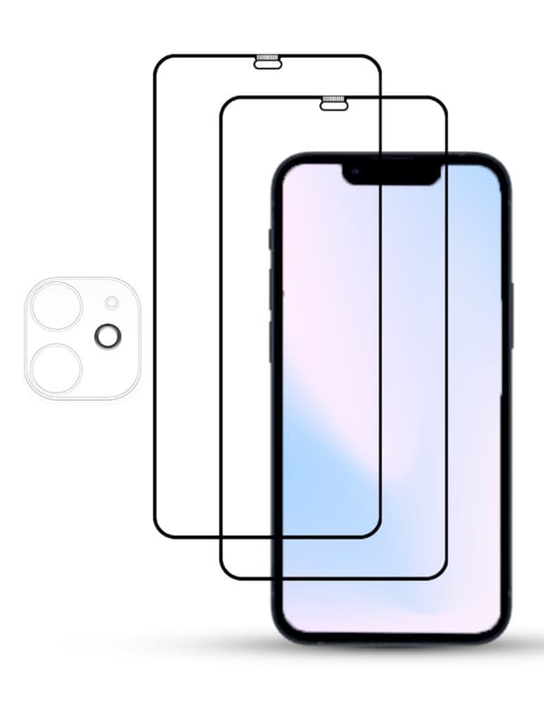 2-Pack IPHONE 12 SCREEN & 1 LENS Skärmskydd - Härdat Glas 9H - Super kvalitet 3D