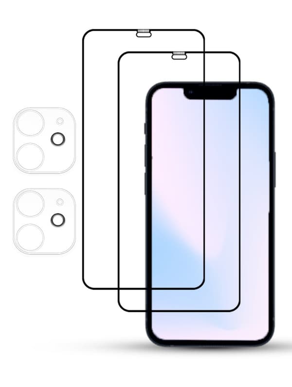 2-Pack IPHONE 12 MINI SCREEN & 2 LENS Skärmskydd - Härdat Glas 9H - Super kvalitet 3D