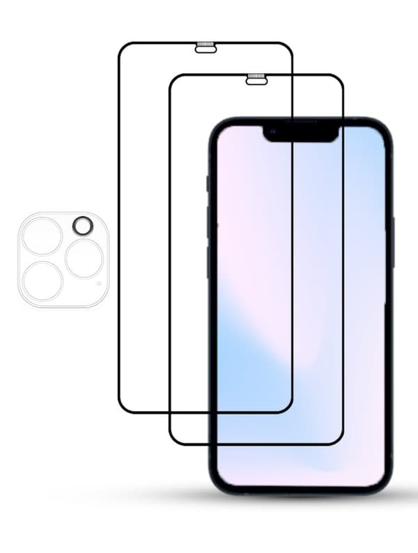 2-Pack IPHONE 12 PRO SCREEN & 1 LENS Skärmskydd - Härdat Glas 9H - Super kvalitet 3D