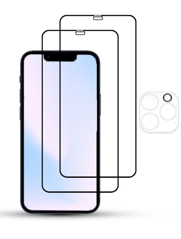 2-Pack IPHONE 12 PRO MAX SCREEN & 1 LENS Skärmskydd - Härdat Glas 9H - Super kvalitet 3D