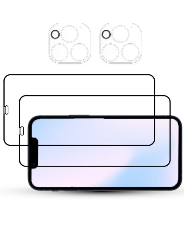 2-Pack IPHONE 12 PRO MAX SCREEN & 2 LENS Skärmskydd - Härdat Glas 9H - Super kvalitet 3D