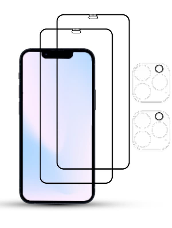 2-Pack IPHONE 12 PRO MAX SCREEN & 2 LENS Skärmskydd - Härdat Glas 9H - Super kvalitet 3D