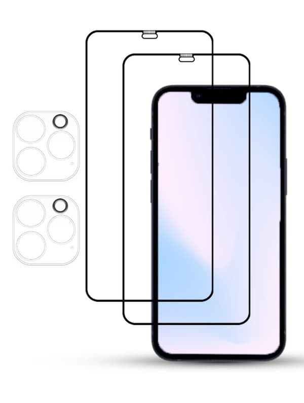 2-Pack IPHONE 12 PRO MAX SCREEN & 2 LENS Skärmskydd - Härdat Glas 9H - Super kvalitet 3D