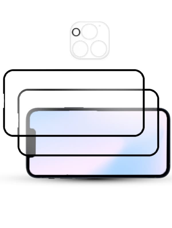 2-Pack IPHONE 13 PRO SCREEN & 1 LENS Skärmskydd - Härdat Glas 9H - Super kvalitet 3D