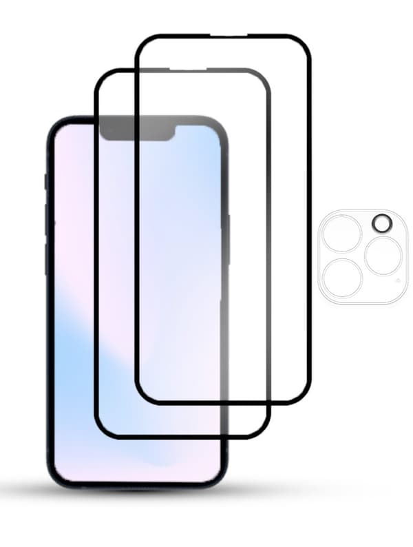 2-Pack IPHONE 13 PRO SCREEN & 1 LENS Skärmskydd - Härdat Glas 9H - Super kvalitet 3D