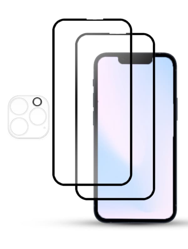 2-Pack IPHONE 13 PRO SCREEN & 1 LENS Skärmskydd - Härdat Glas 9H - Super kvalitet 3D