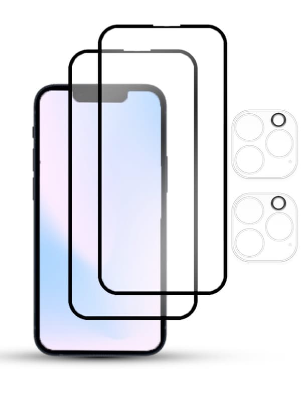 2-Pack IPHONE 13 PRO MAX SCREEN & 2 LENS Skärmskydd - Härdat Glas 9H - Super kvalitet 3D