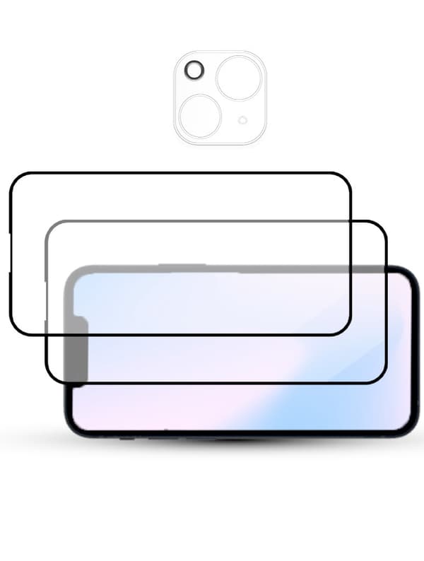 2-Pack IPHONE 14 SCREEN & 1 LENS Skärmskydd - Härdat Glas 9H - Super kvalitet 3D