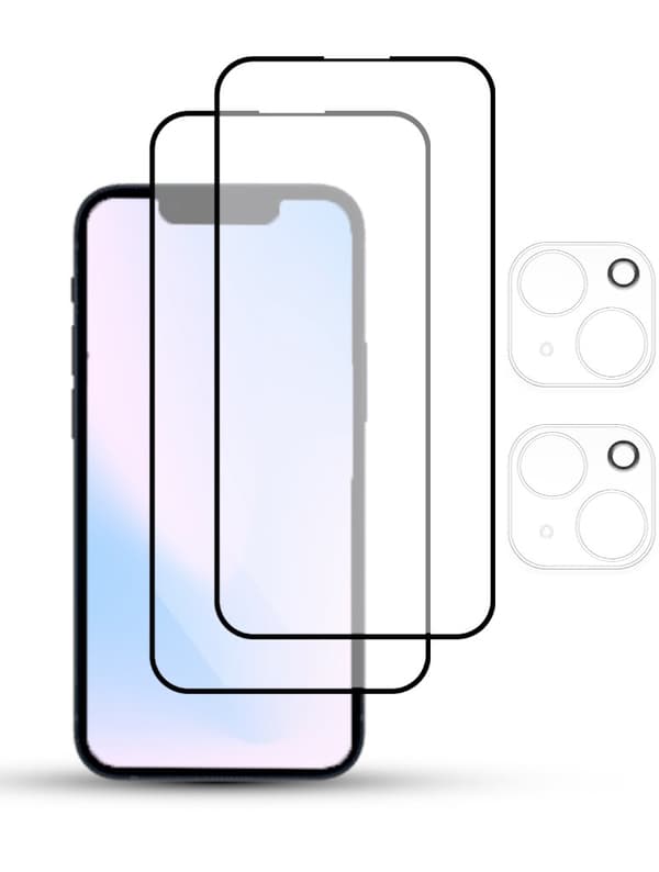 2-Pack IPHONE 14 SCREEN & 2 LENS Skärmskydd - Härdat Glas 9H - Super kvalitet 3D