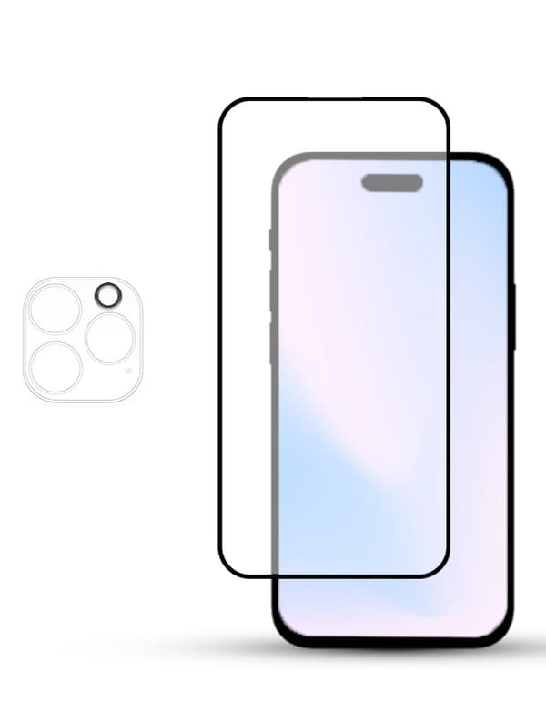 1-Pack IPHONE 14 PRO MAX SCREEN & 1 LENS Skärmskydd - Härdat Glas 9H - Super kvalitet 3D