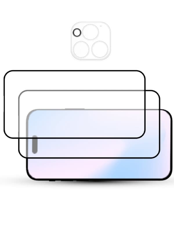 2-Pack IPHONE 14 PRO MAX SCREEN & 1 LENS Skärmskydd - Härdat Glas 9H - Super kvalitet 3D