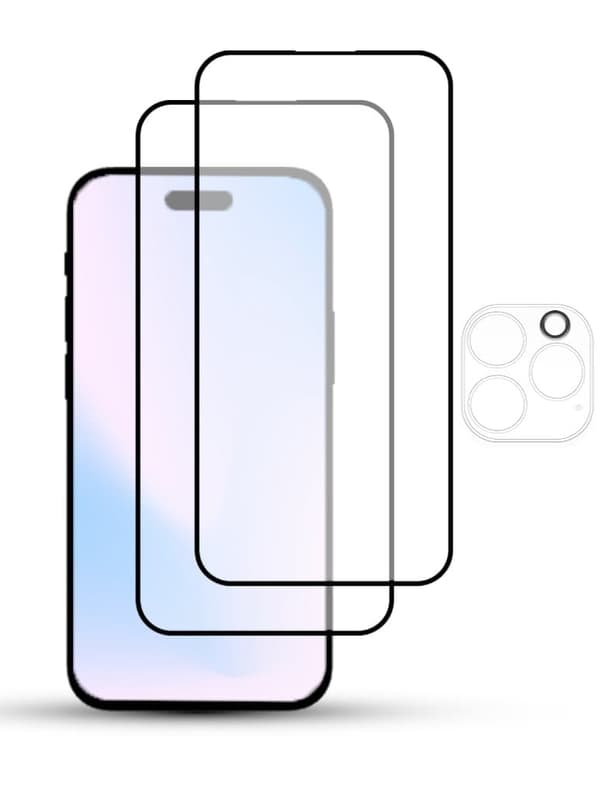 2-Pack IPHONE 14 PRO MAX SCREEN & 1 LENS Skärmskydd - Härdat Glas 9H - Super kvalitet 3D