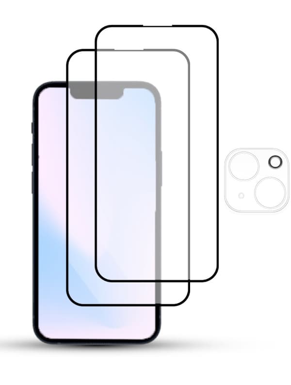 2-Pack IPHONE 15 SCREEN & 1 LENS Skärmskydd - Härdat Glas 9H - Super kvalitet 3D