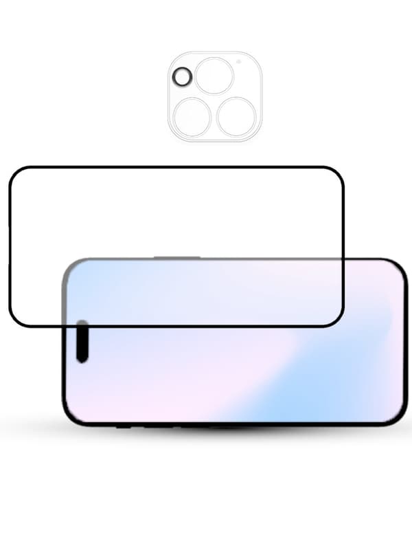 1-Pack IPHONE 15 PRO MAX SCREEN & 1 LENS Skärmskydd - Härdat Glas 9H - Super kvalitet 3D