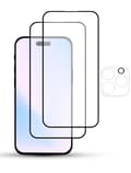 Miniatyrbild 2 av 3: 2-Pack IPHONE 15 PRO MAX SCREEN & 1 LENS Skärmskydd - Härdat Glas 9H - Super kvalitet 3D