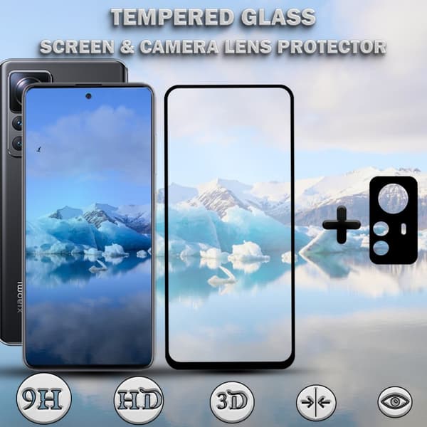1-Pack XIAOMI 12T 5G Skärmskydd & 1-Pack linsskydd - Härdat Glas 9H - Super kvalitet 3D