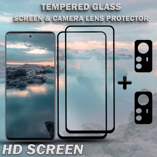 2-Pack XIAOMI 12T 5G Skärmskydd & 2-Pack linsskydd - Härdat Glas 9H - Super kvalitet 3D