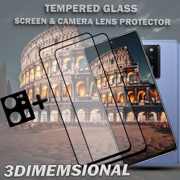 2-Pack XIAOMI 13T Skärmskydd & 1-Pack linsskydd - Härdat Glas 9H - Super kvalitet 3D