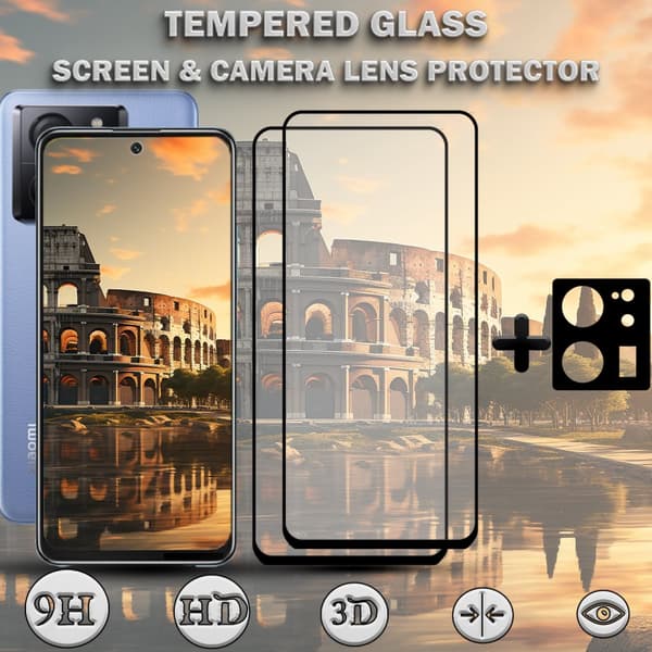 2-Pack XIAOMI 13T PRO Skärmskydd & 1-Pack linsskydd - Härdat Glas 9H - Super kvalitet 3D