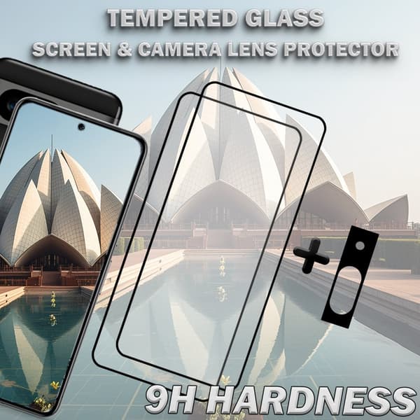 2-Pack GOOGLE PIXEL 8 Skärmskydd & 1-Pack linsskydd - Härdat Glas 9H - Super kvalitet 3D