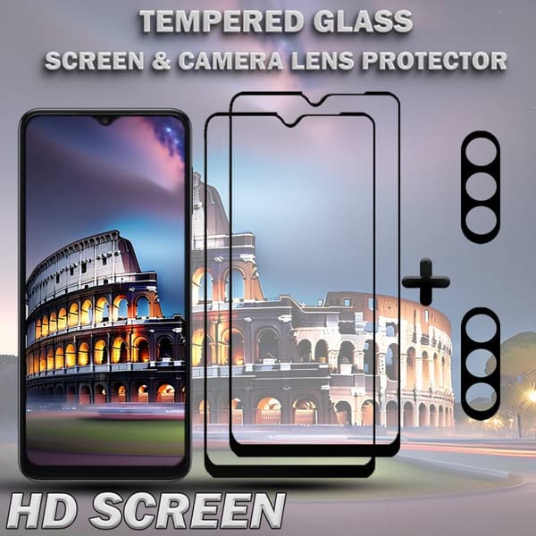 2-Pack SAMSUNG A15 Skärmskydd & 2-Pack linsskydd - Härdat Glas 9H - Super kvalitet 3D